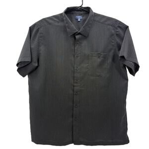 George Men's 3XL Black & Gray Striped Short Sleeve Button-Up Shirt